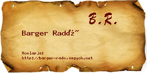 Barger Radó névjegykártya